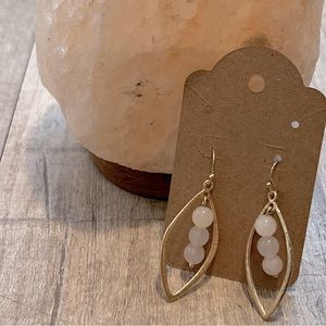 Peach Moonstone Teardrop Earrings 🌙
